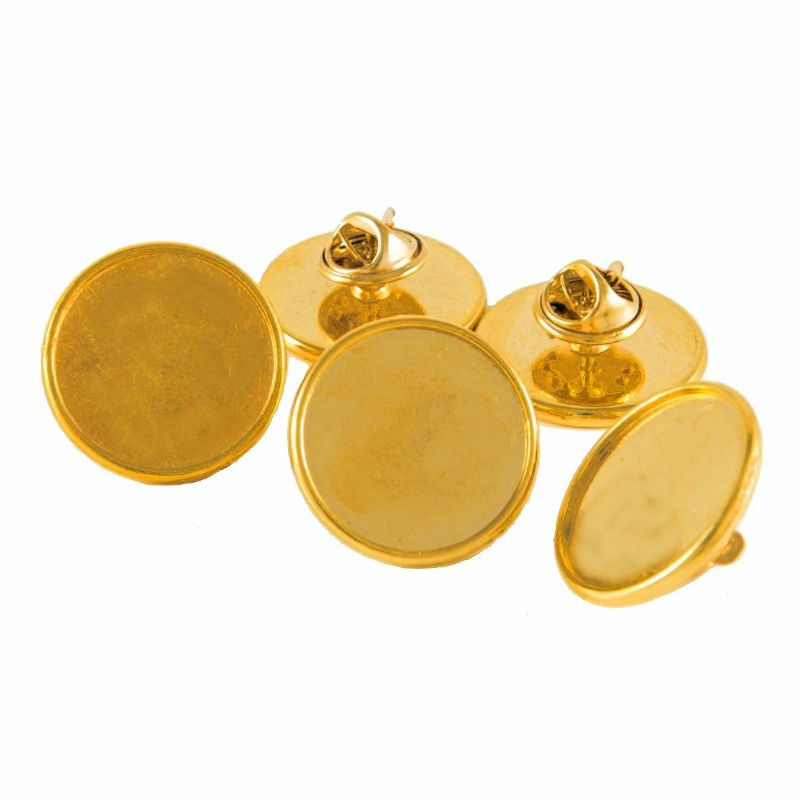 Premium Badge Blank round 18mm gold clutch fitting